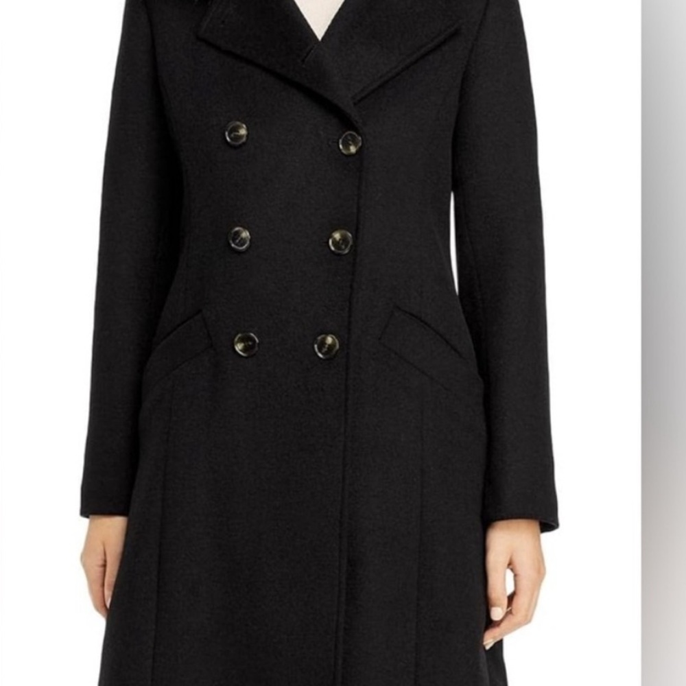 Tahari Black Double-Breasted Pea Coat